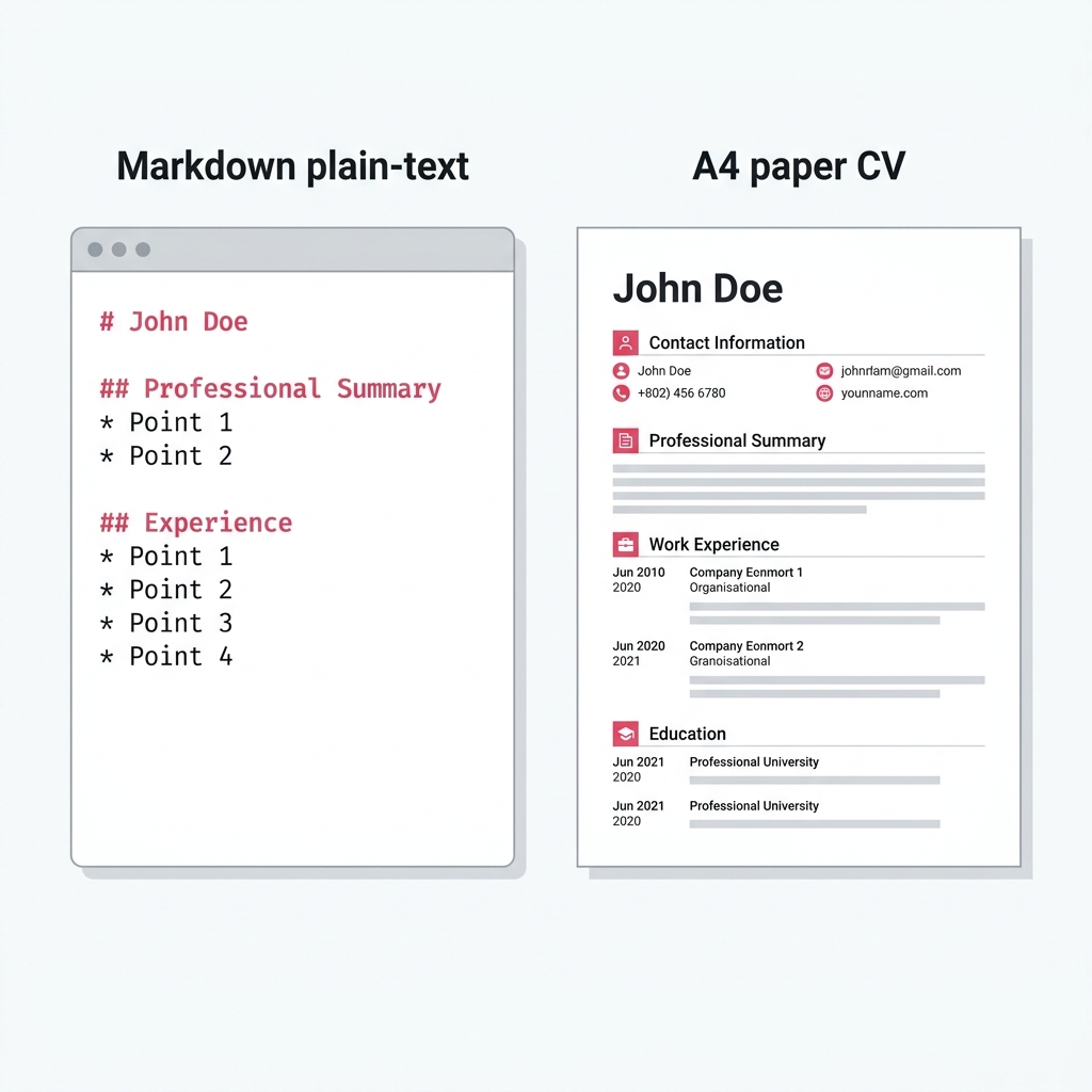 Markdown CV to PDF/Word Comparison